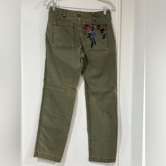 Anthropologie Olive Relaxed Embroidered Trousers Size 25 - Picture 9 of 10